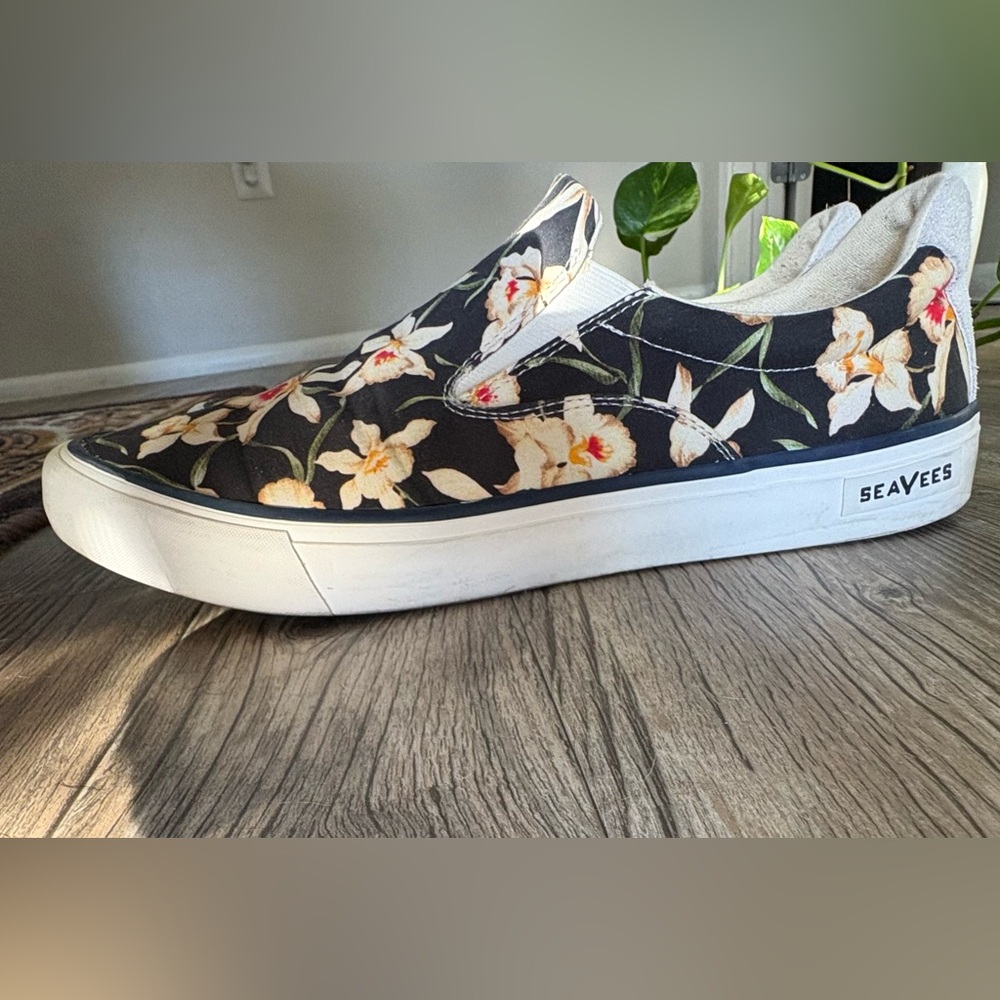 SeaVees Black Floral Slip-On Loafers - Picture 4 of 5